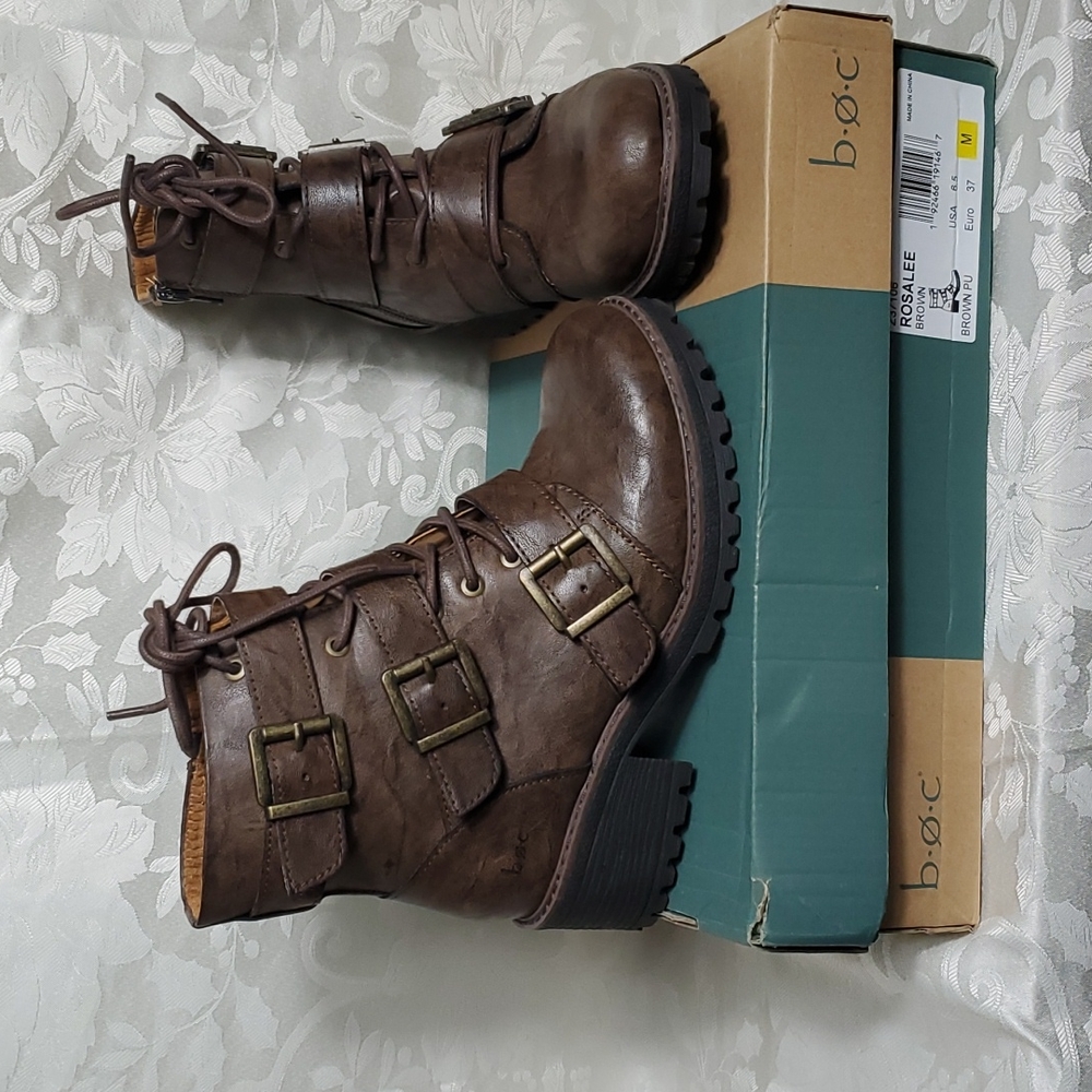 BOC Brown Vegan Leather Hiking Style Boots